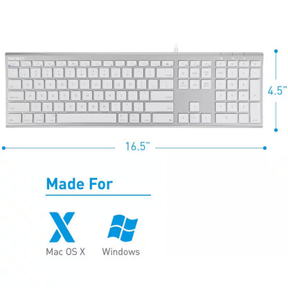110 Key Brush Metal Ultra Slim Scissor Key USB Keyboard - Aluminum