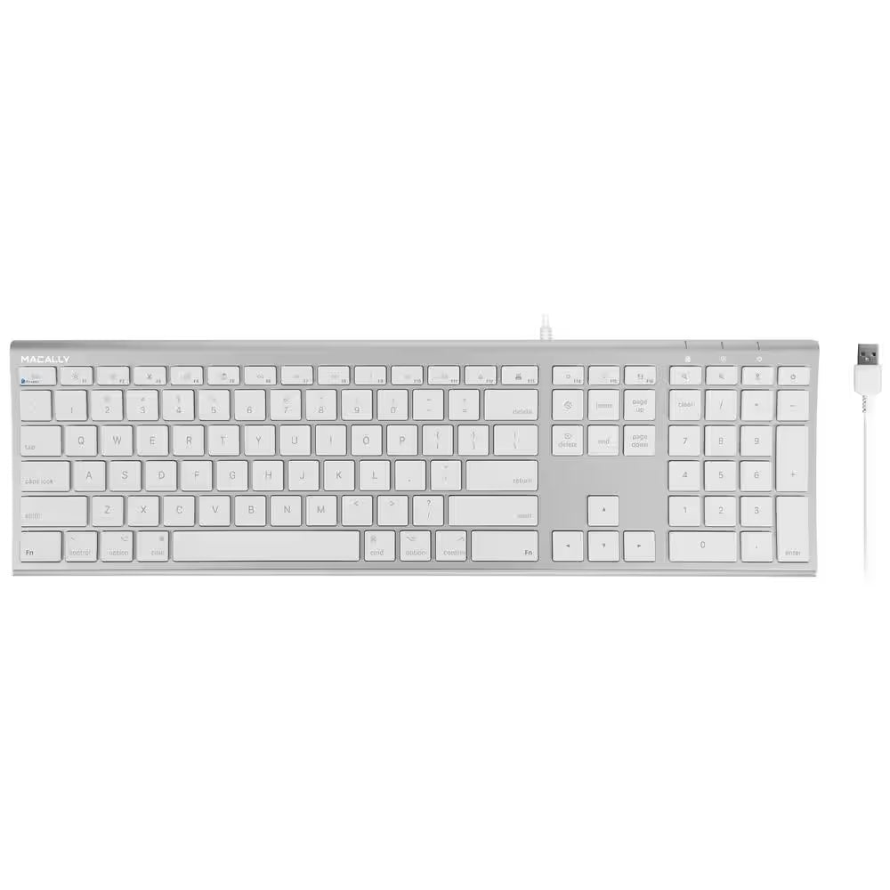 110 Key Brush Metal Ultra Slim Scissor Key USB Keyboard - Aluminum