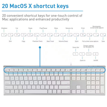 110 Key Brush Metal Ultra Slim Scissor Key USB Keyboard - Aluminum